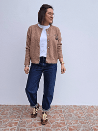 Gilet camel doux LOVE – Maille chaude et confortable