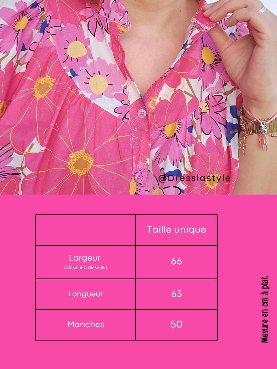 Blouse fleurie fuchsia & jaune – coupe oversize