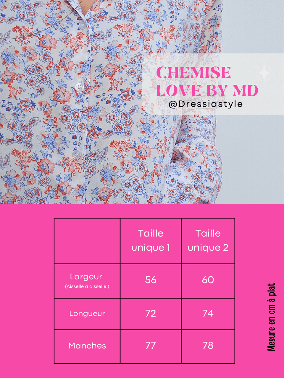 Chemise fleurie en viscose Love by MD