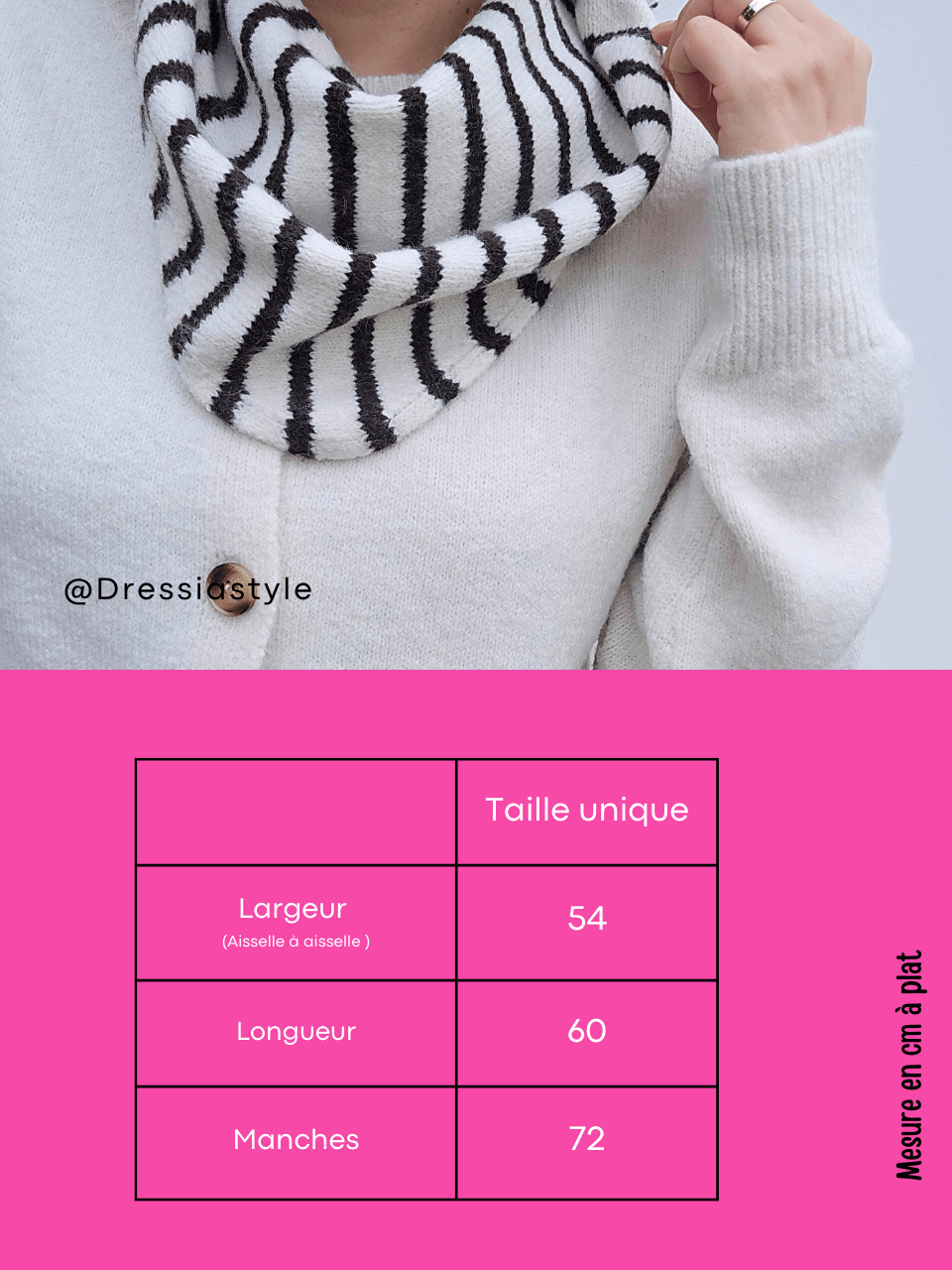 Gilet femme écru doux avec foulard rayé