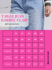 Jean femme coupe barrel denim bleu clair
