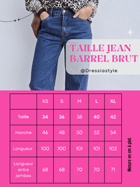 Jean barrel femme bleu brut