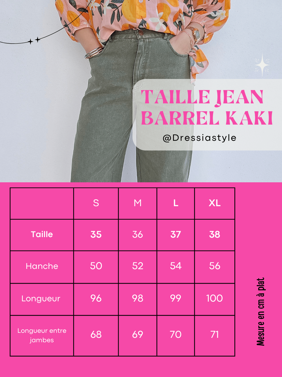 Jean femme coupe barrel kaki