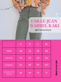 Jean femme coupe barrel kaki
