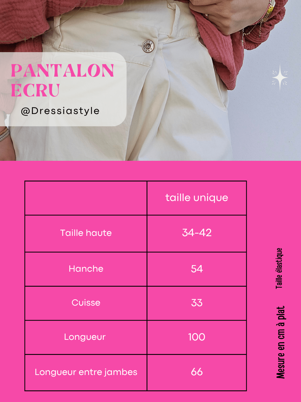 Pantalon large écru en coton – coupe barrel & fermeture croisée