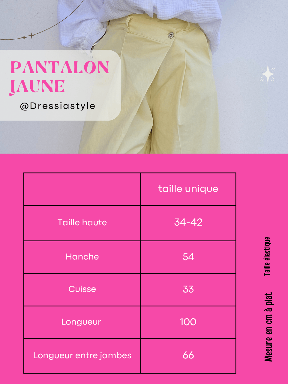 Pantalon large jaune en coton – coupe barrel & taille élastique