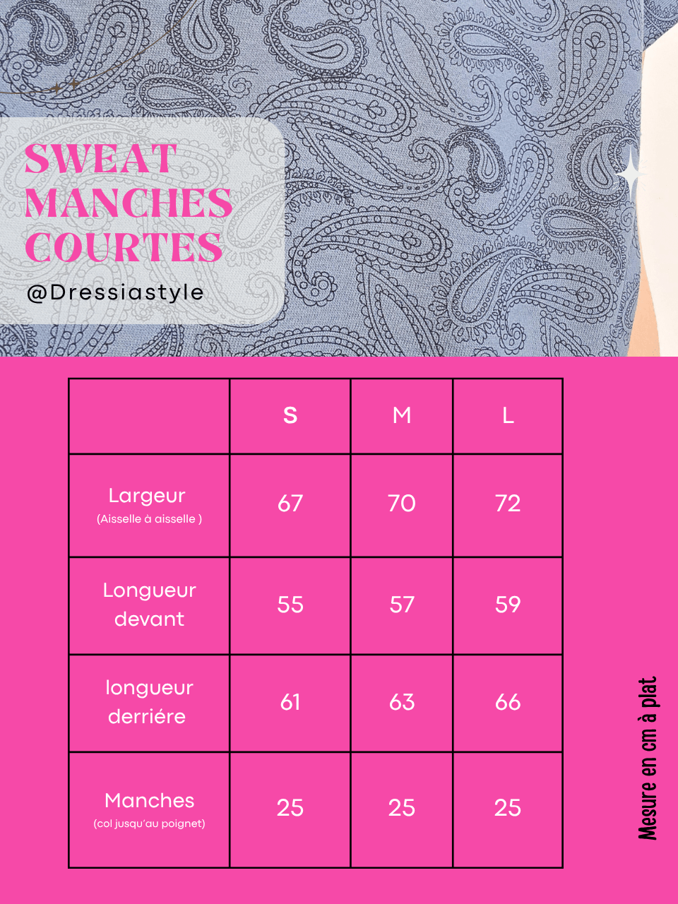 Sweat manches courtes gris femme imprimé bandana - Love By MD