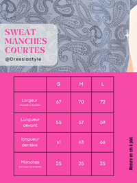 Sweat manches courtes gris femme imprimé bandana - Love By MD