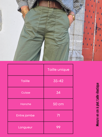 Pantalon barrel kaki femme taille unique avec ceinture