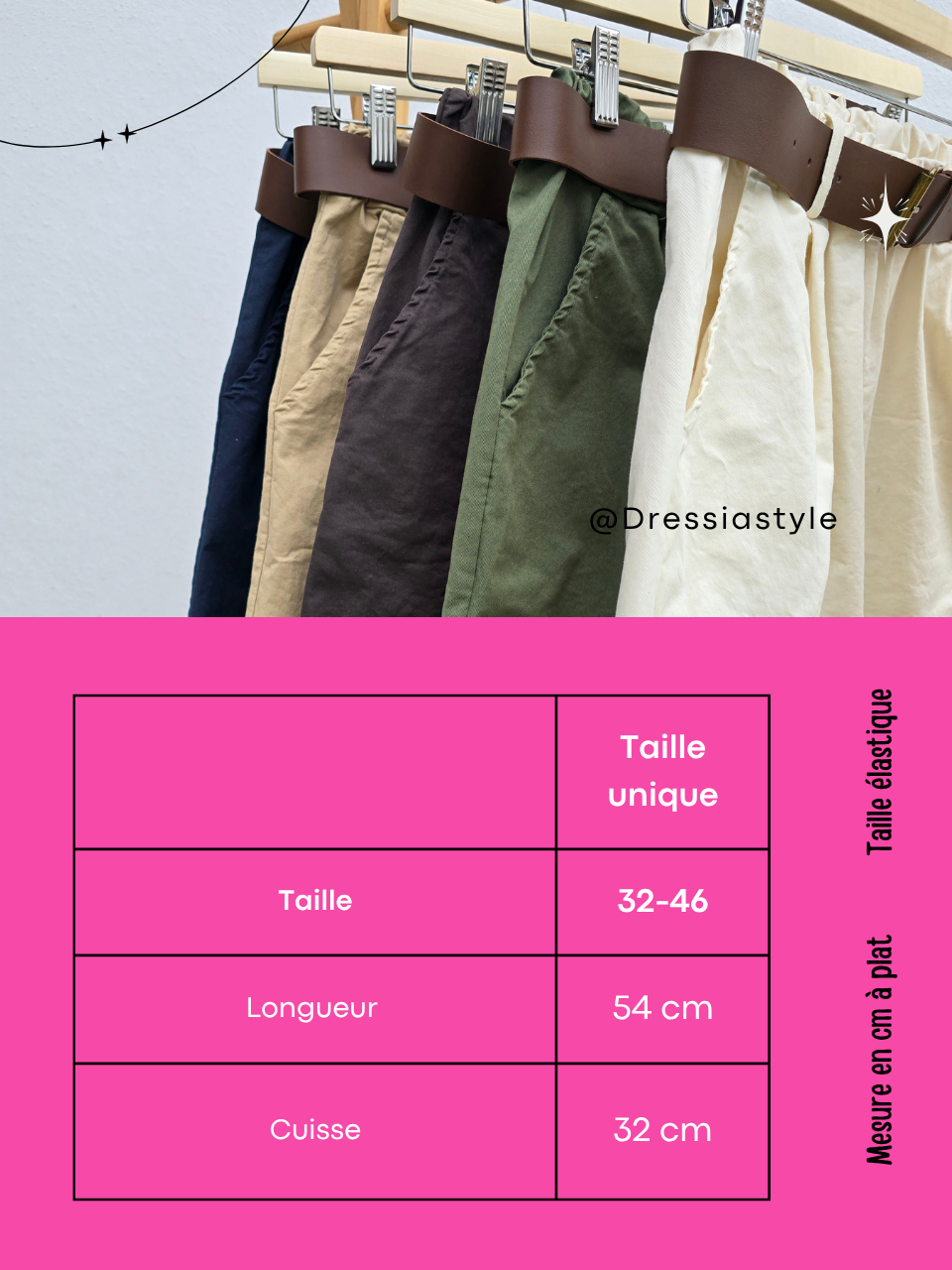 Bermuda en coton avec ceinture – Taille haute
