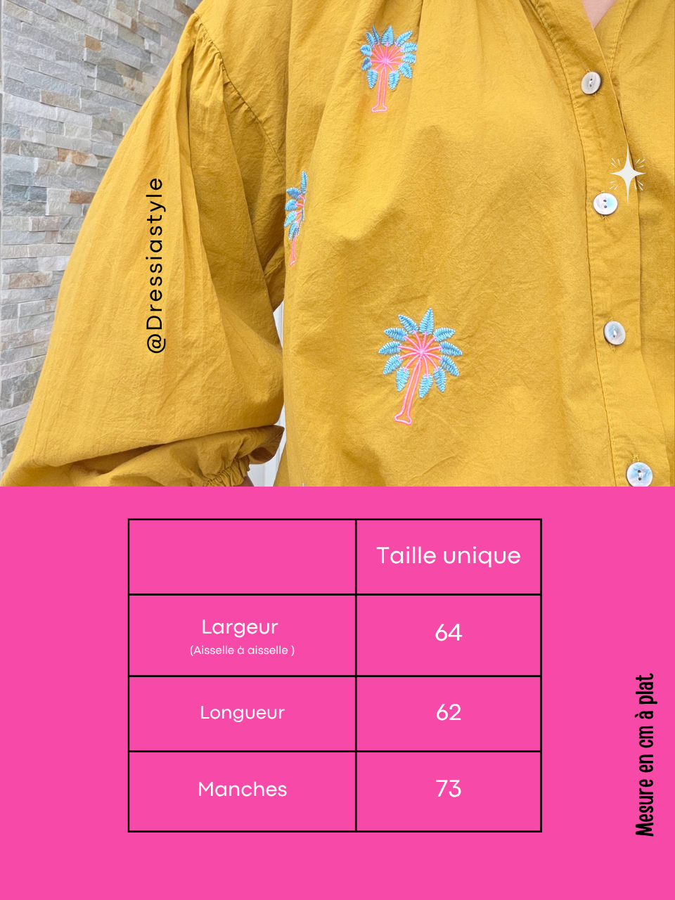 Blouse femme brodée palmiers en coton – 3 coloris