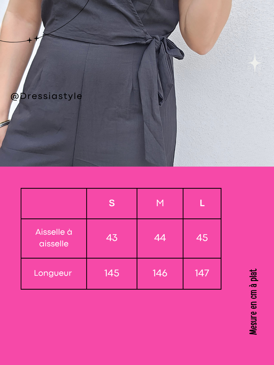Combinaison noire femme –  tissu fluide