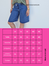 Bermuda en jean femme taille haute à fermeture asymétrique