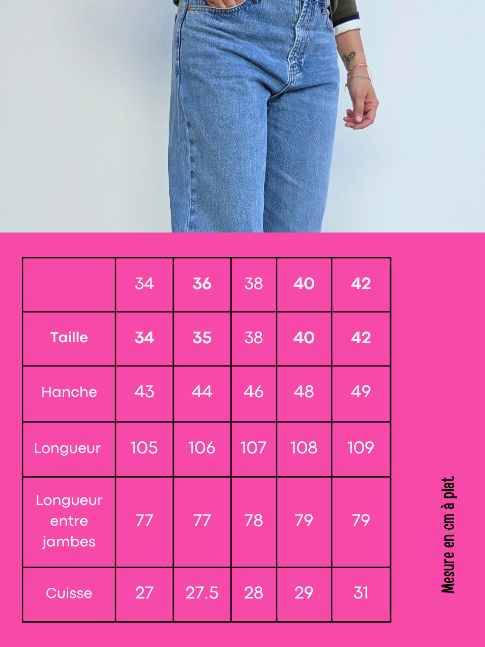 Jean droit femme bleu taille haute Oraije