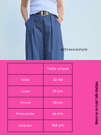 Pantalon barrel femme rayé en tencel léger