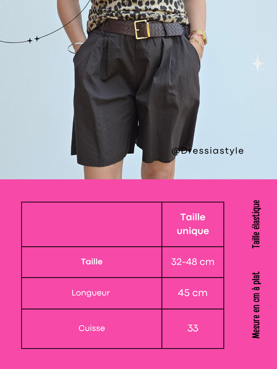 Short en coton avec ceinture – Taille unique 36 à 42