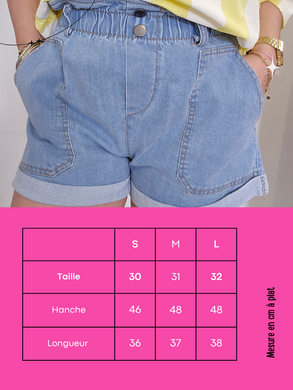 Short paperbag bleu clair – denim souple