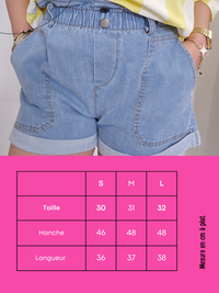 Short paperbag bleu clair – denim souple