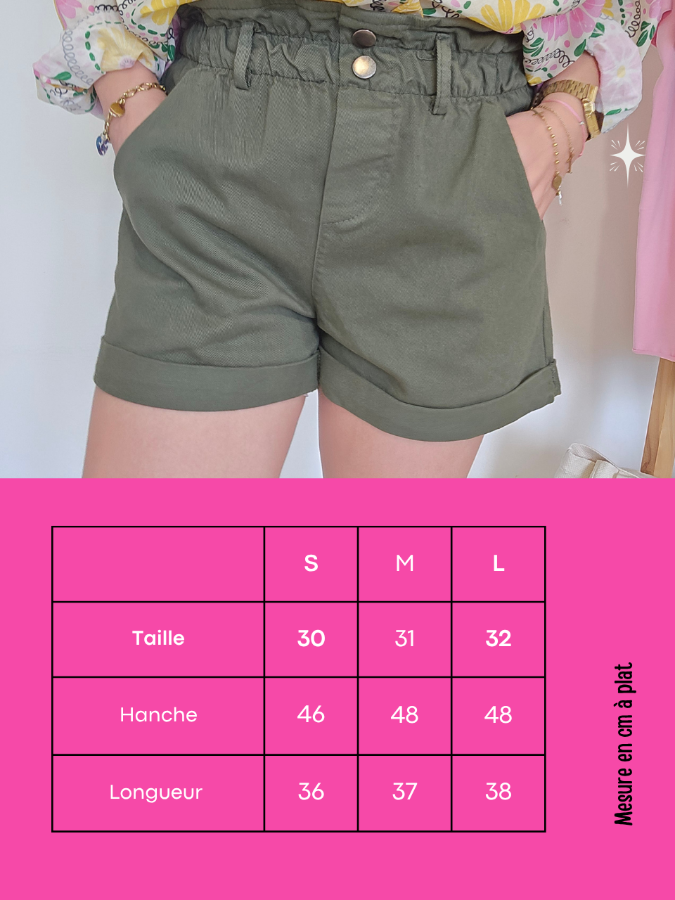 Short paperbag kaki – coton souple
