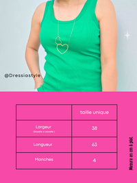 Débardeur côtelé ajusté bord franc – blanc ou vert – taille unique