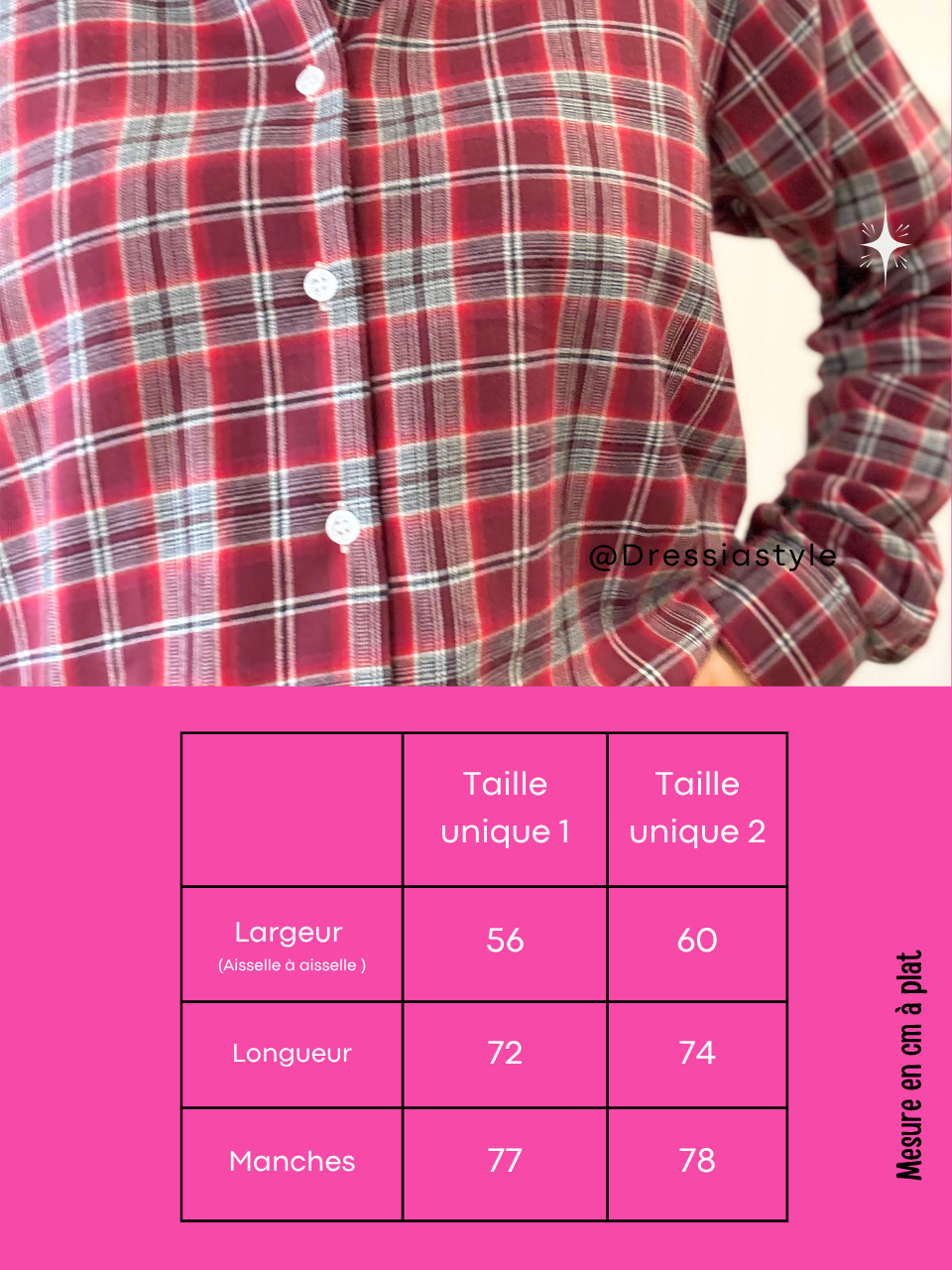 Chemise à carreaux rouge Love by MD