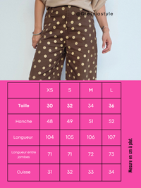 Jean barrel marron à pois beige femme
