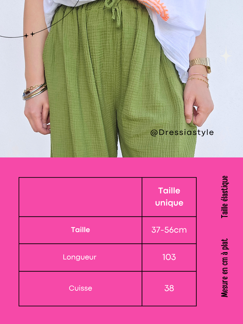 Pantalon large vert olive – Gaze de coton