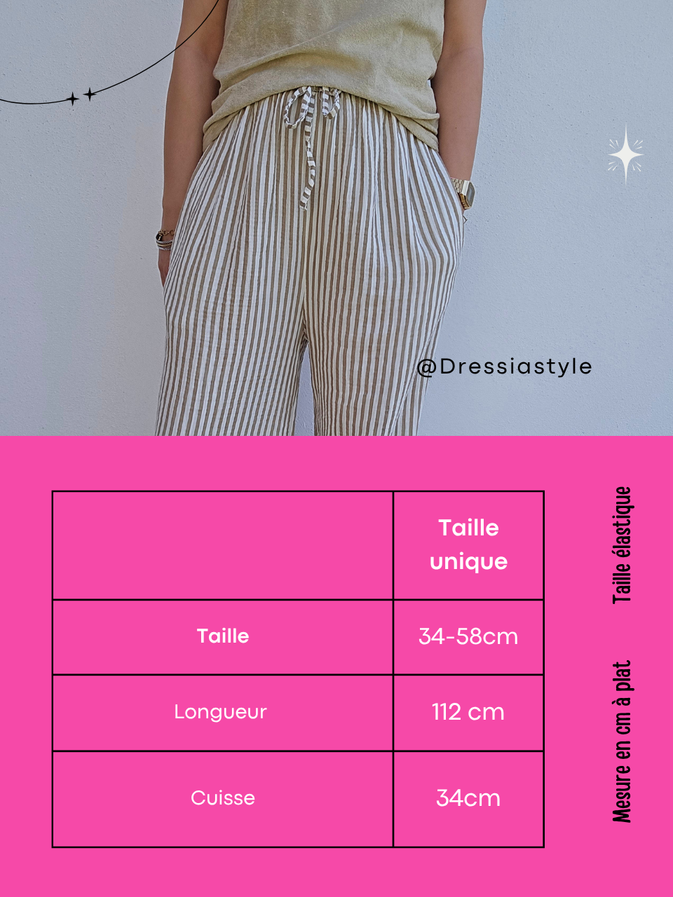 Pantalon rayé en gaze de coton – 3 coloris