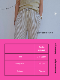 Pantalon rayé en gaze de coton – 3 coloris