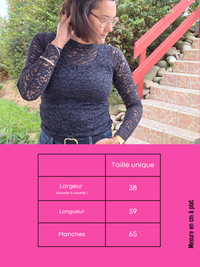 Haut dentelle noir femme manches longues
