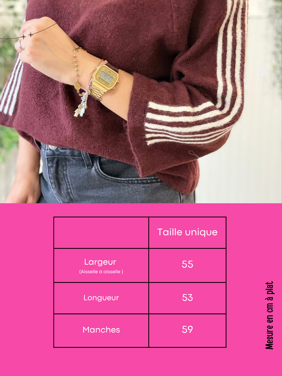Pull sport chic femme manches 3/4 à bandes