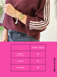 Pull sport chic femme manches 3/4 à bandes