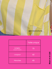 Tee-shirt rayé jaune oversize – col large effet décontracté