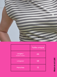 Top rayé beige et kaki à épaulettes - Taille unique