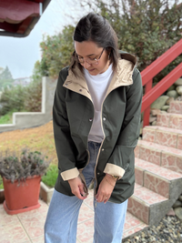 Imperméable réversible femme kaki et beige déperlante à capuche