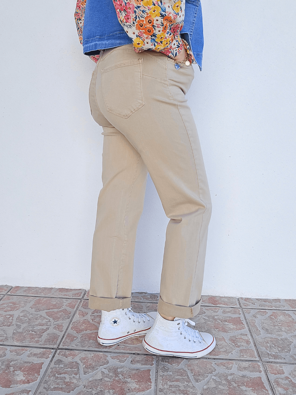 Jean femme straight beige