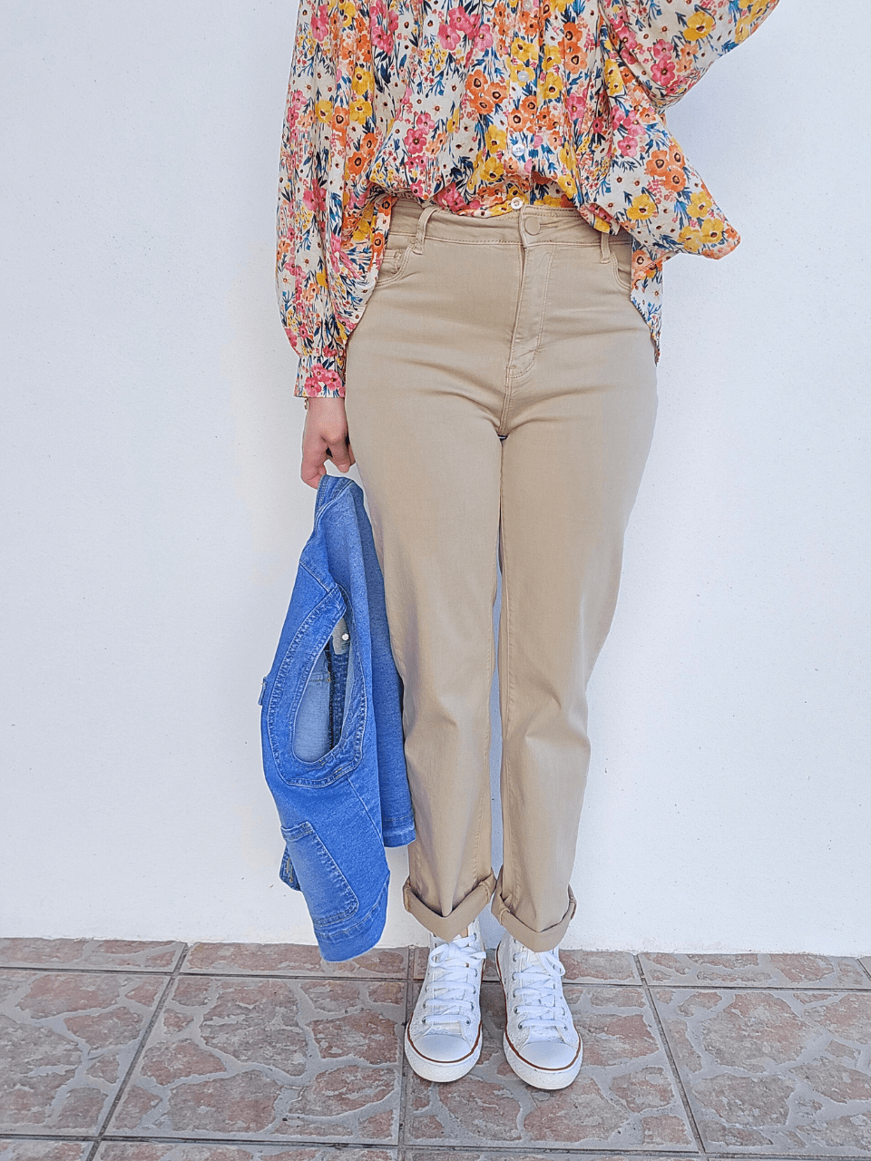 Jean femme straight beige