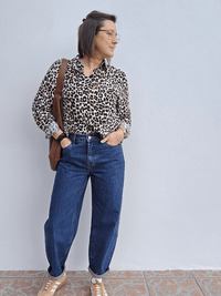 Jean barrel femme bleu brut