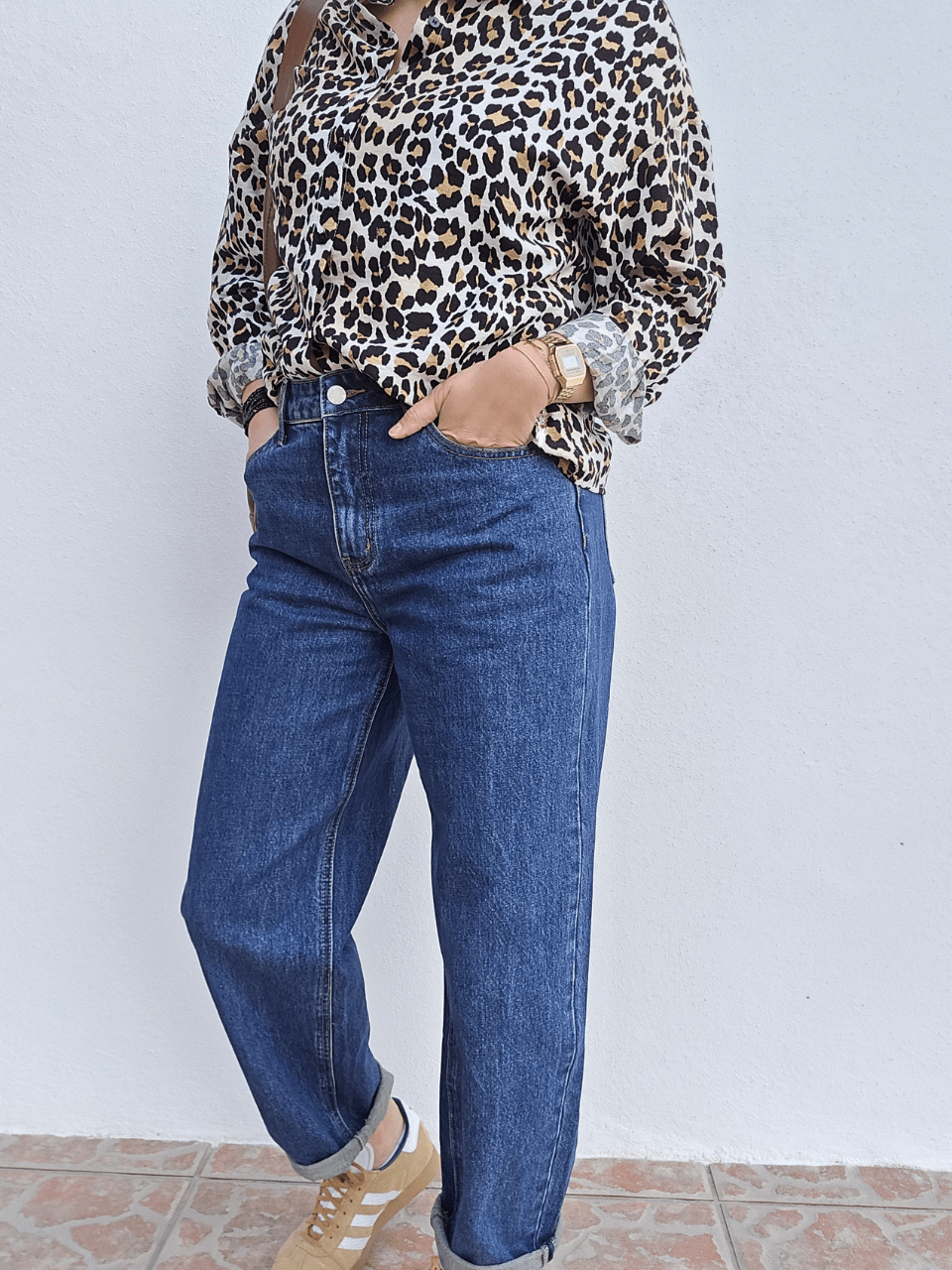Jean barrel femme bleu brut