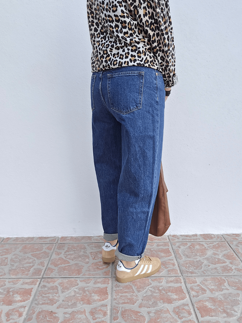 Jean barrel femme bleu brut