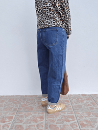 Jean barrel femme bleu brut