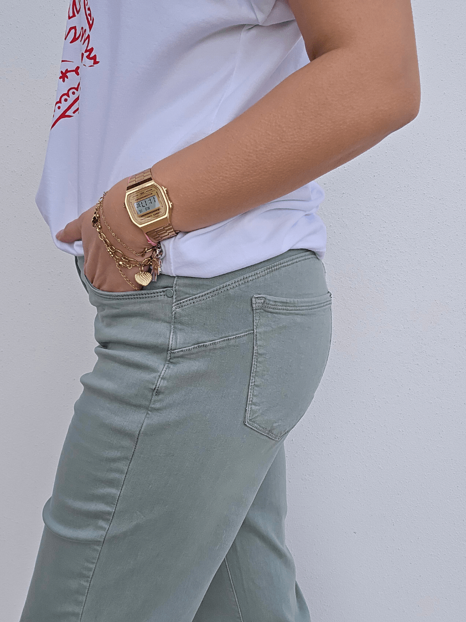 Jean femme straight vert sauge