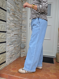 Jean large taille élastique femme