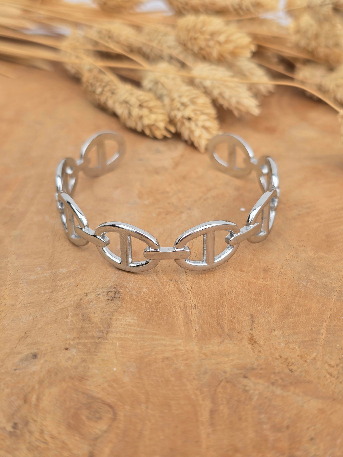 jonc maille marine argenté 