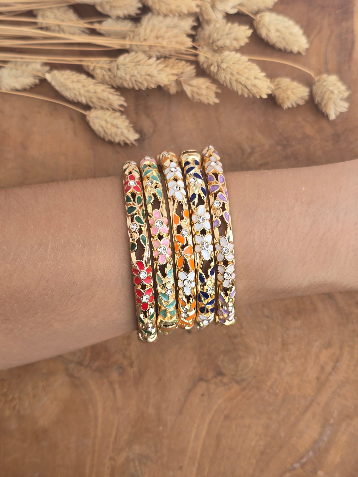 bracelet fleurs colorées