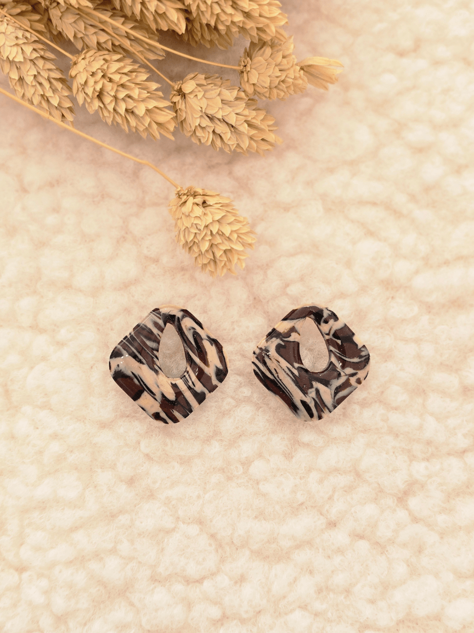 Pampilles boucles d’oreilles carrées – Création artisanale française | Petit Trésor