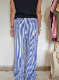 Pantalon rayé en gaze de coton – 3 coloris