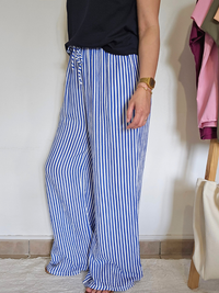 Pantalon rayé en gaze de coton – 3 coloris