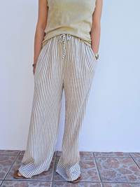 Pantalon rayé en gaze de coton – 3 coloris