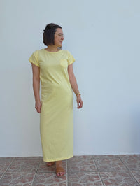 Robe tee-shirt longue jaune